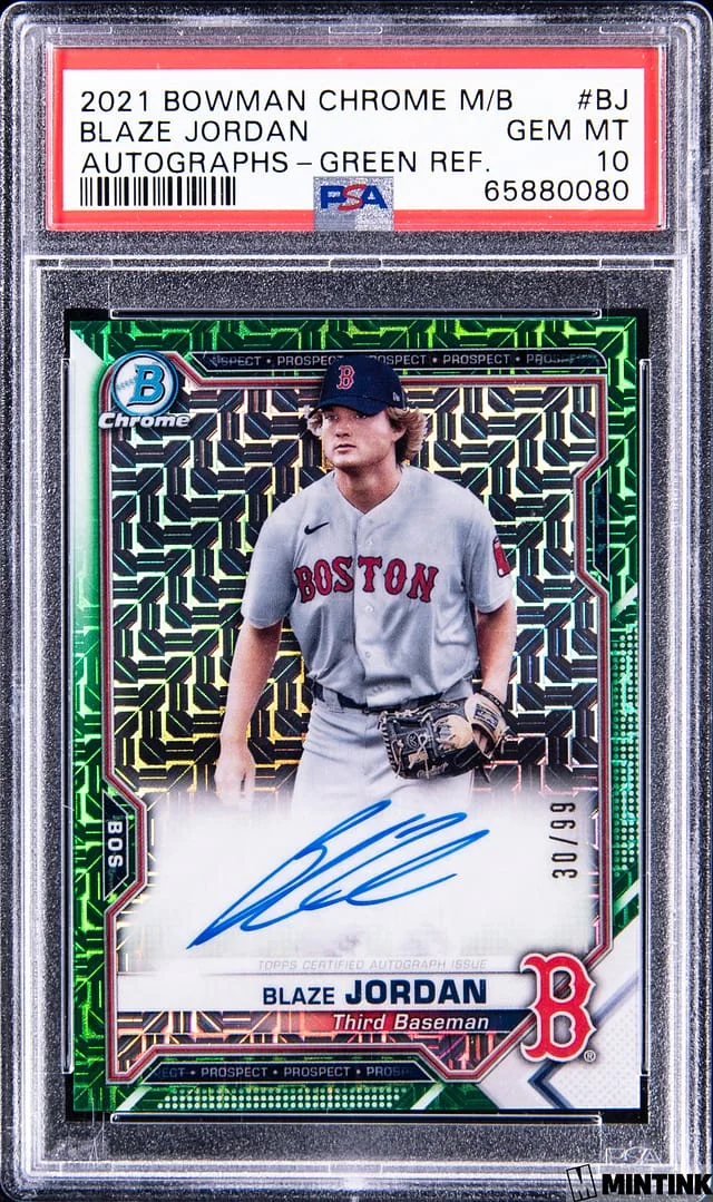2021 Bowman Chrome Mega Box Blaze Jordan Autographs Green Refractor #BJ card image