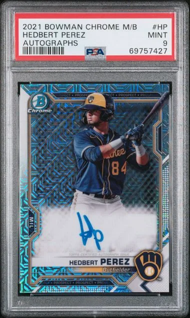 2021 Bowman Chrome Mega Box Hedbert Perez Autograph #BCMA-HP card image