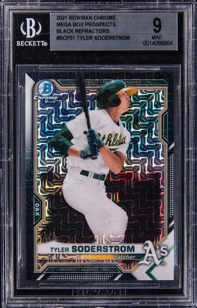 2021 Bowman Chrome Mega Box Tyler Soderstrom Prospects Black Refractor #BCP-51 card image