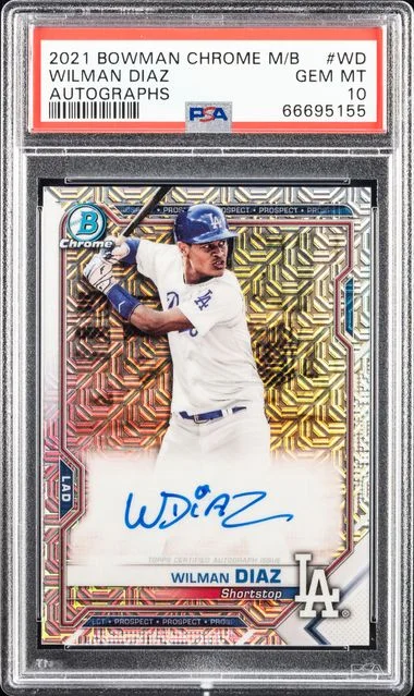 2021 Bowman Chrome Mega Box Wilman Diaz Autograph #WD card image