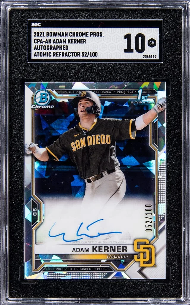 2021 Bowman Chrome Prospects Adam Kerner Autographs Atomic Refractor #CPA-AK card image