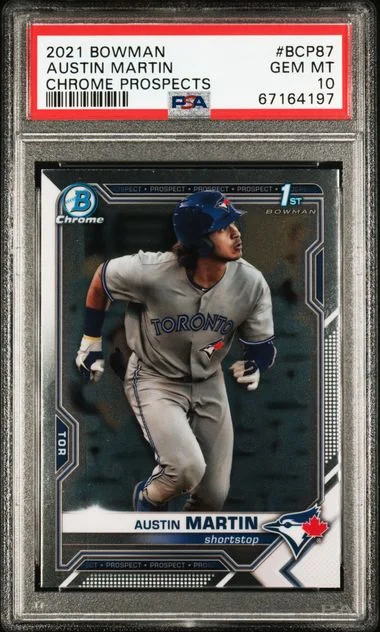 2021 Bowman Chrome Prospects Austin Martin #BCP-87 card image