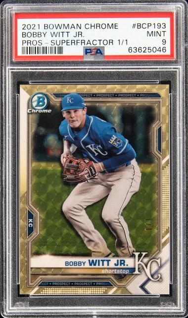 2021 Bowman Chrome Prospects Bcp193 Bobby Witt Jr. Superfractor #1/1 card image