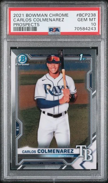 2021 Bowman Chrome Prospects Carlos Colmenarez Black/White Mini Diamond Refractor #BCP-238 card image