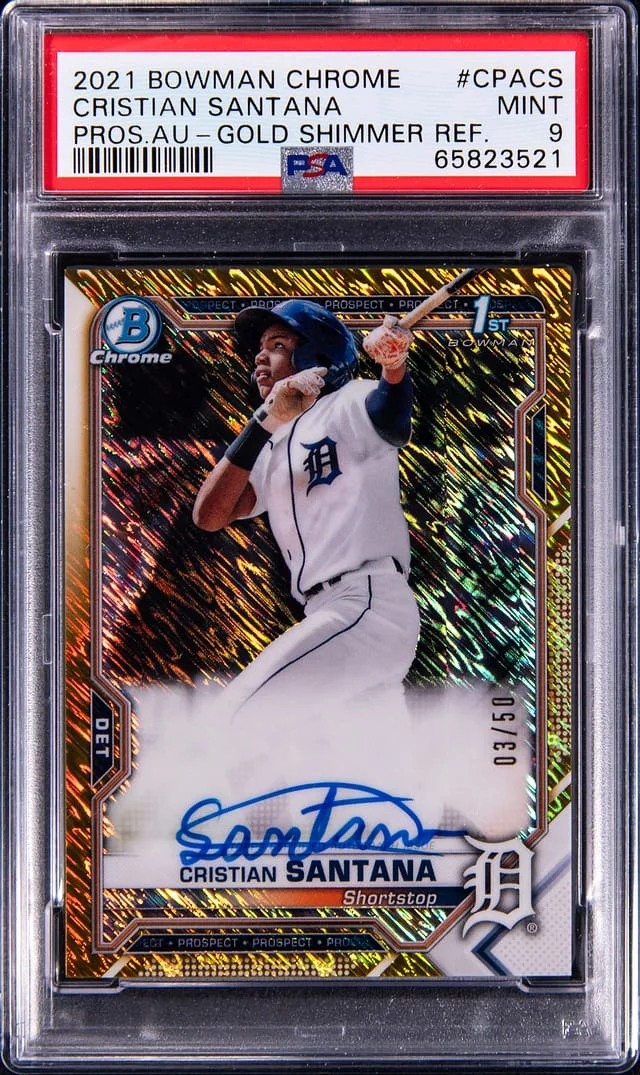 2021 Bowman Chrome Prospects Cristian Santana Autograph Gold Shimmer Refractor #CPA-CS card image