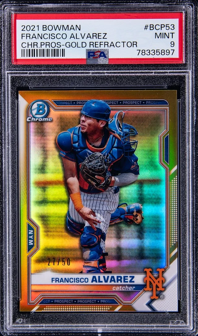 2021 Bowman Chrome Prospects Francisco Alvarez Gold Refractor #BCP53 card image