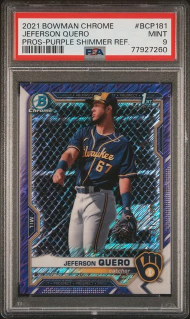 2021 Bowman Chrome Prospects Jeferson Quero Purple Shimmer Refractor #BCP181 card image