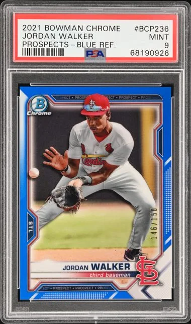 2021 Bowman Chrome Prospects Jordan Walker Blue Refractor #BCP-236 card image