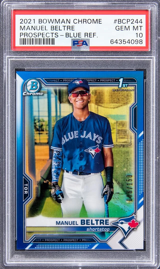 2021 Bowman Chrome Prospects Manuel Beltre Blue Refractor #BCP-244 card image