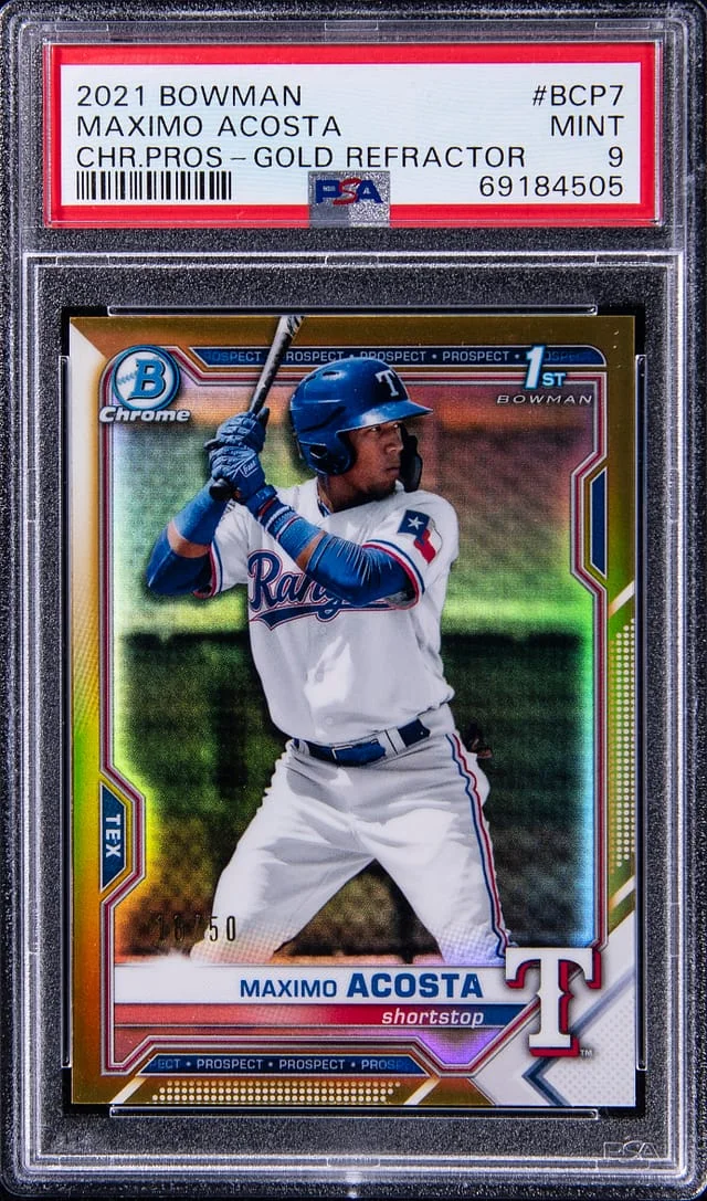 2021 Bowman Chrome Prospects Maximo Acosta Gold Refractor #BCP7 card image