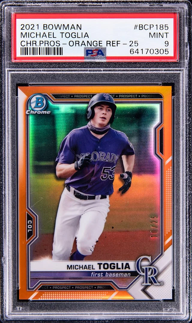 2021 Bowman Chrome Prospects Michael Toglia Orange Refractor #BCP185 card image