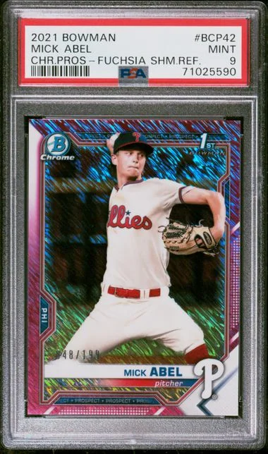 2021 Bowman Chrome Prospects Mick Abel Fuchsia Shimmer Refractor #BCP42 card image