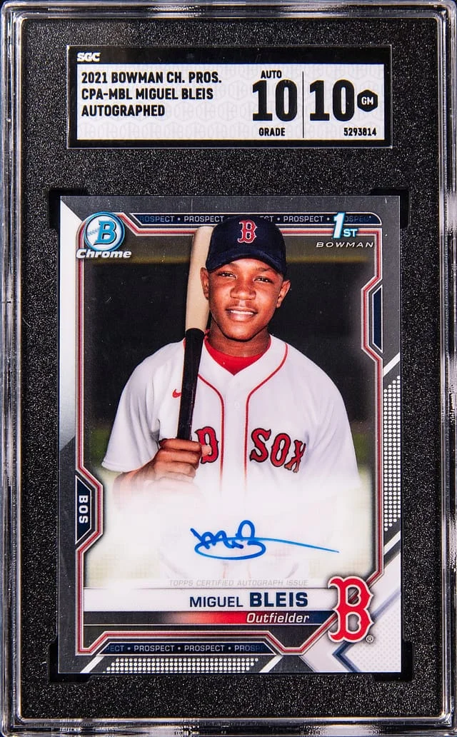 2021 Bowman Chrome Prospects Miguel Bleis Autographed #CPA-MBL card image