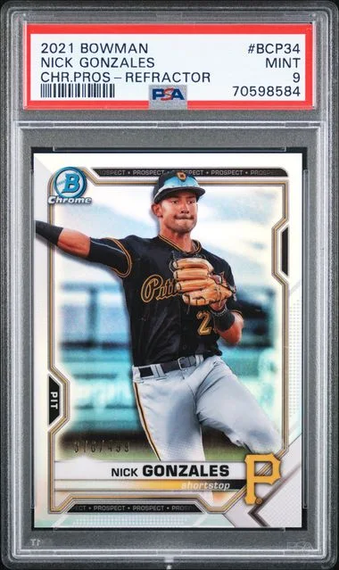 2021 Bowman Chrome Prospects Nick Gonzales Refractor #BCP-34 card image