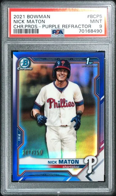 2021 Bowman Chrome Prospects Nick Maton Purple Refractor #BCP-5 card image