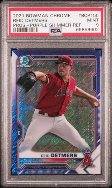 2021 Bowman Chrome Prospects Reid Detmers Purple Shimmer Refractor #BCP155 card image