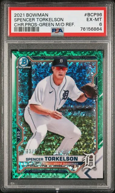 2021 Bowman Chrome Prospects Spencer Torkelson Green Refractor #BCP96 card image