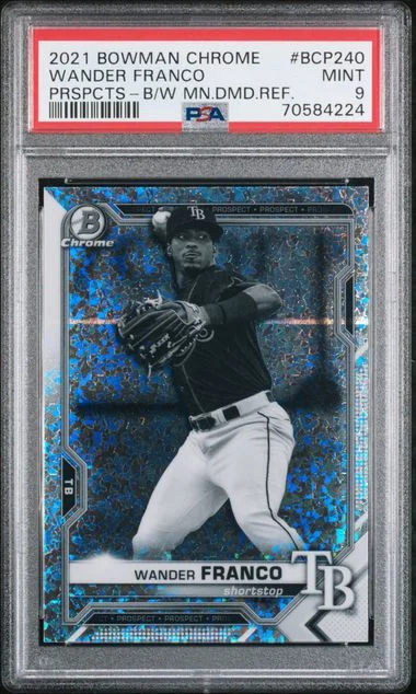 2021 Bowman Chrome Prospects Wander Franco Black/White Mini Diamond Refractor #BCP-240 card image