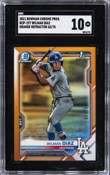 2021 Bowman Chrome Prospects Wilman Diaz Orange Refractor #BCP-197 card image