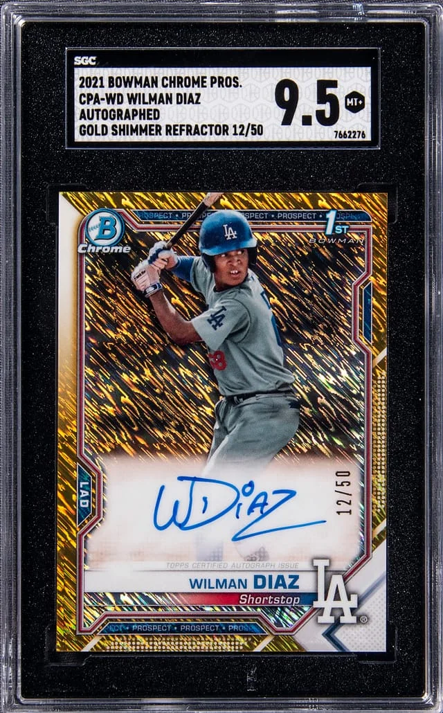 2021 Bowman Chrome Prospects Wilman Diaz Autograph Gold Shimmer Refractor #CPA-WD card image