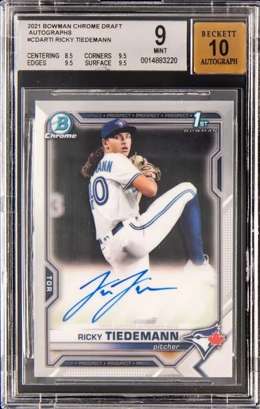 2021 Bowman Chrome Ricky Tiedemann Singed Autograph #CDA-RTI card image
