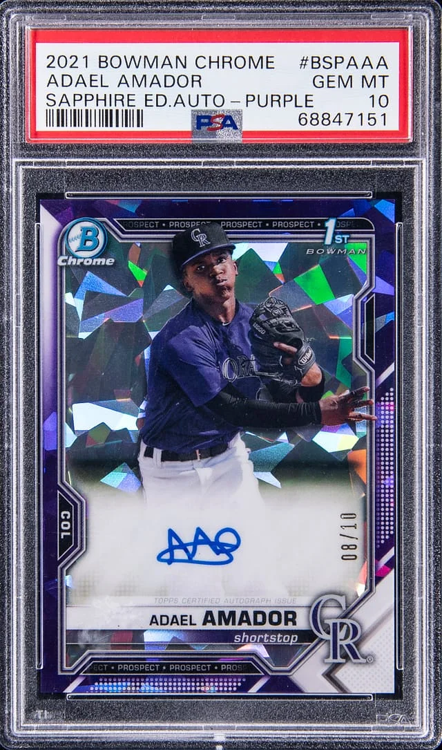 2021 Bowman Chrome Sapphire Adael Amador Edition Autographs Aqua #BSPA-AA card image
