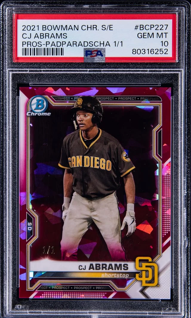 2021 Bowman Chrome Sapphire Cj Abrams Edition Prospects Padparadscha 1/1 #BCP227 card image