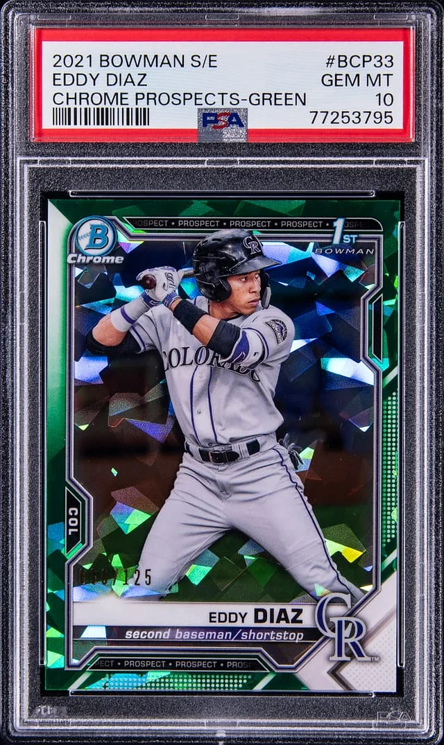 2021 Bowman Chrome Sapphire Eddy Diaz Edition Prospects Green #BCP33 card image
