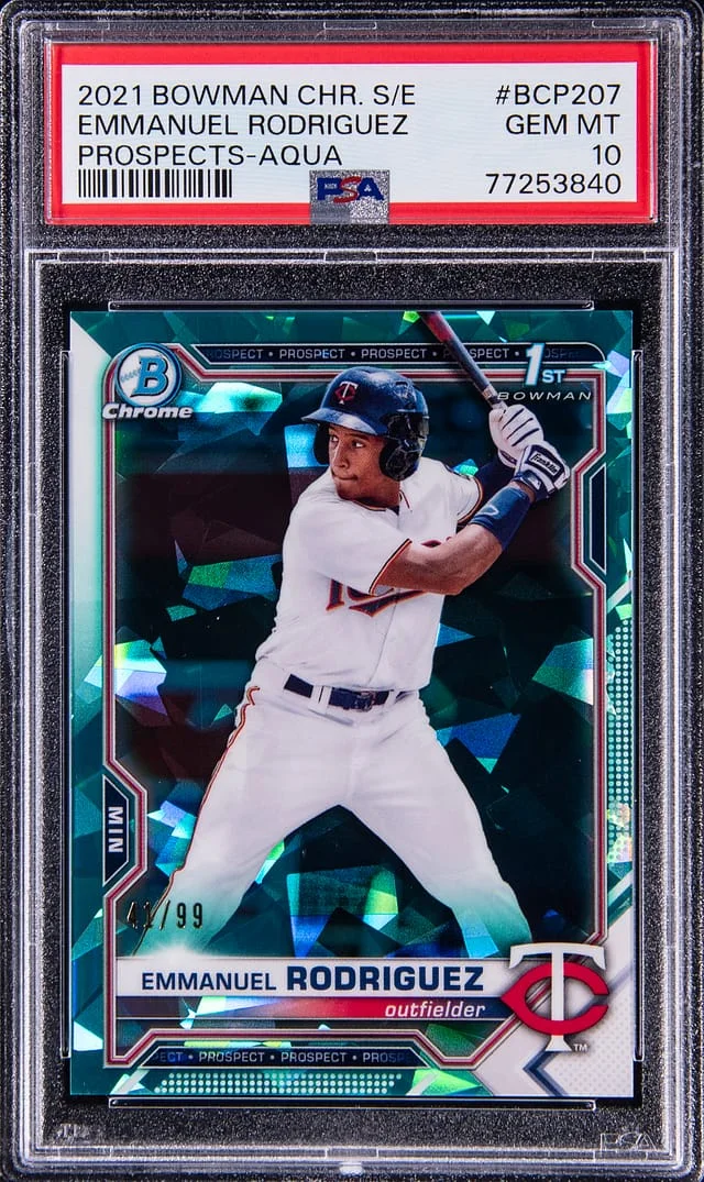 2021 Bowman Chrome Sapphire Emmanuel Rodriguez Edition Prospects Aqua #BCP207 card image