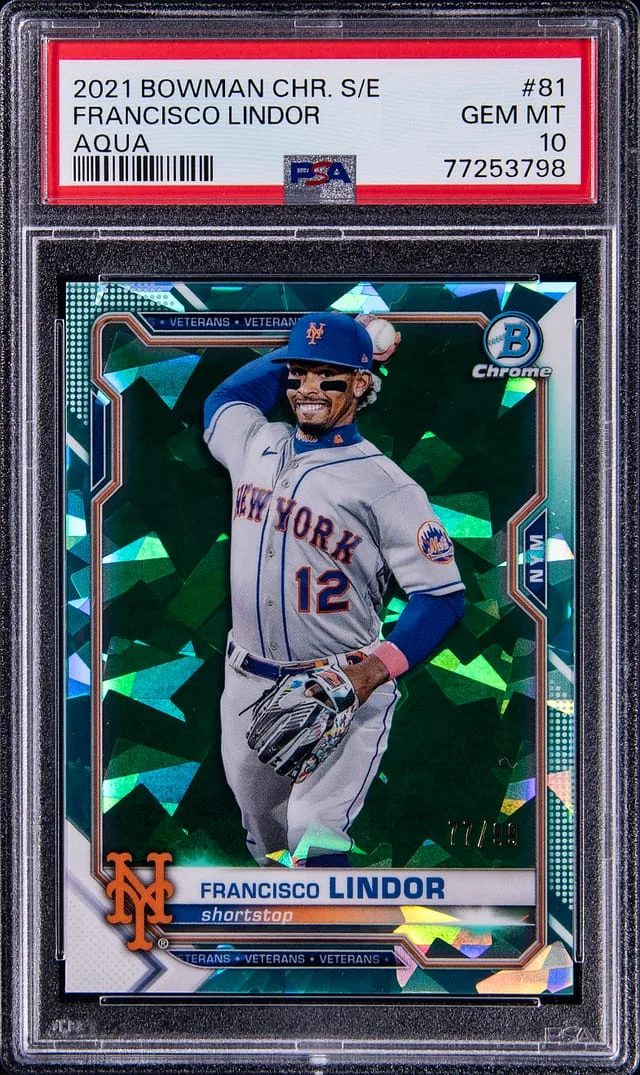 2021 Bowman Chrome Sapphire Francisco Lindor Edition Aqua #81 card image