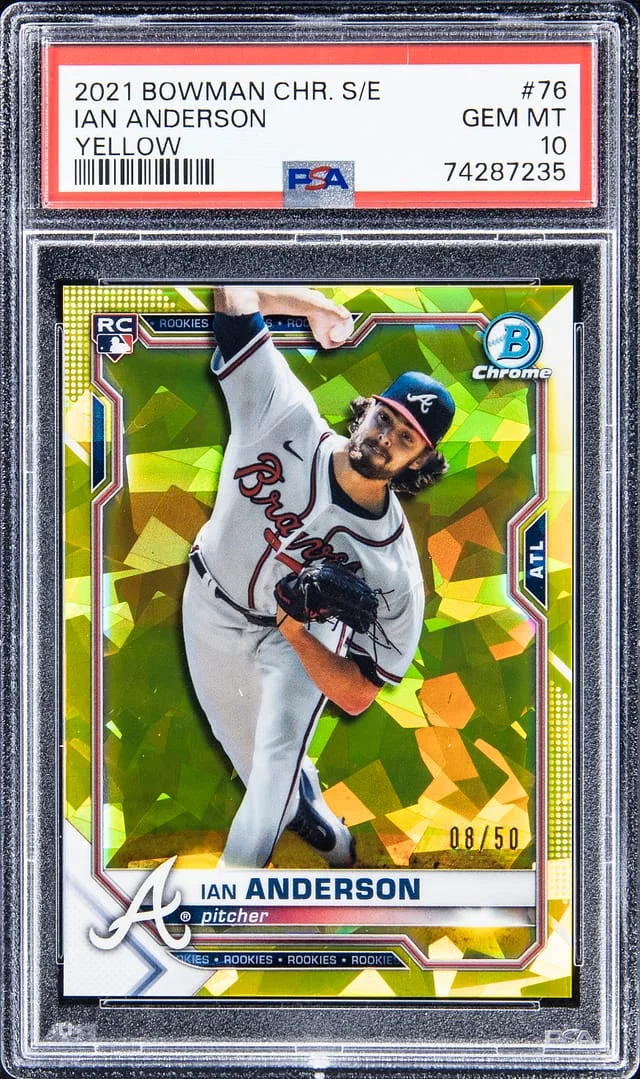 2021 Bowman Chrome Sapphire Ian Anderson Edition Yellow #76 card image