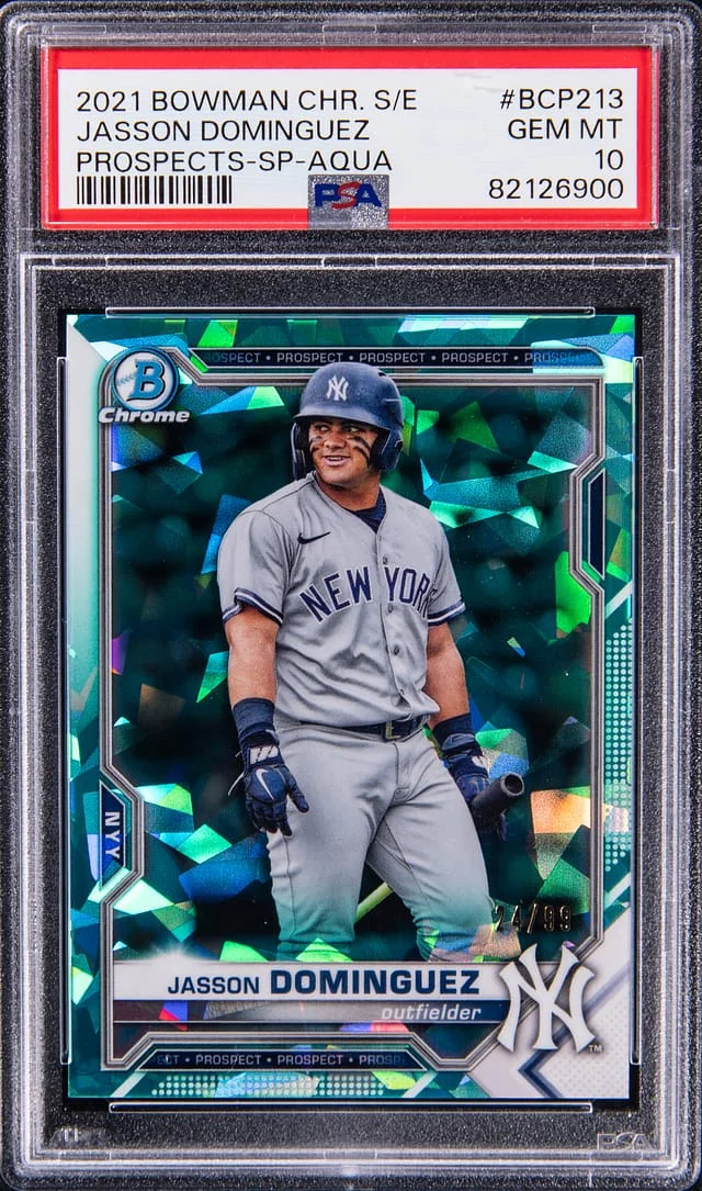 2021 Bowman Chrome Sapphire Jasson Dominguez Edition Prospects #BCP213 card image