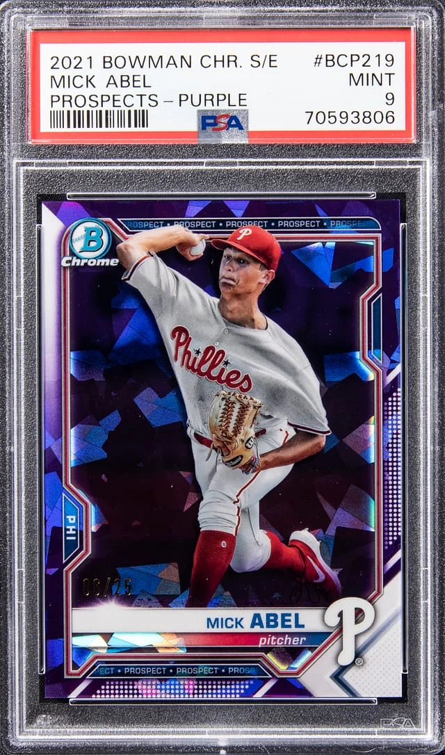 2021 Bowman Chrome Sapphire Mick Abel Prospects Purple #BCP-219 card image