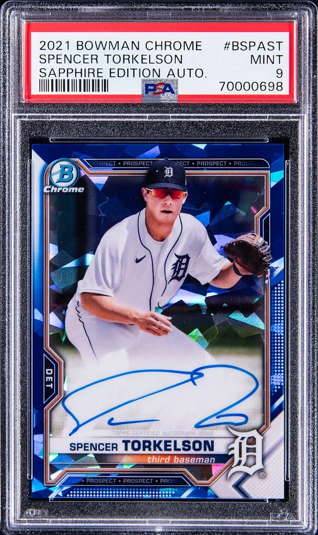 2021 Bowman Chrome Sapphire Spencer Torkelson Edition Autograph #BSPAST card image