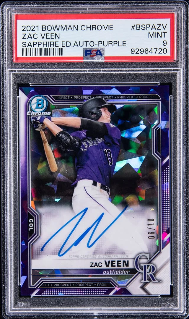 2021 Bowman Chrome Sapphire Zac Veen Edition Autograph Purple #BSPA-ZV card image