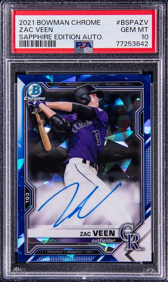 2021 Bowman Chrome Sapphire Zac Veen Edition Autograph #BSPAZV card image