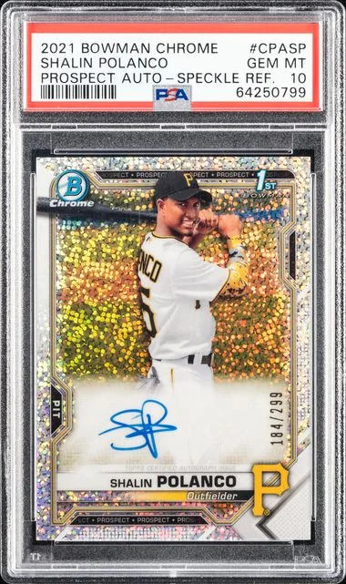 2021 Bowman Chrome Shalin Polanco Prospect Autographs Speckle Refractor #CPASP card image