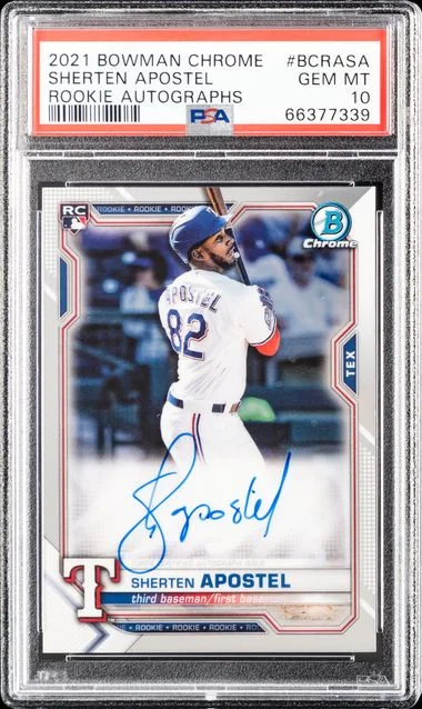 2021 Bowman Chrome Sherten Apostel Autograph #BCRASA card image