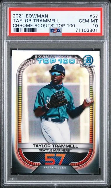 2021 Bowman Chrome Taylor Trammell Scouts' Top 100 #57 card image