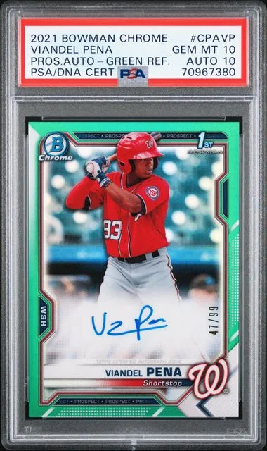 2021 Bowman Chrome Viandel Pena Prospect Autographs Gold Shimmer Refractor #CPAVP card image