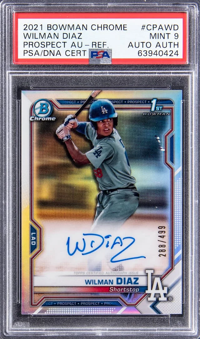 2021 Bowman Chrome Wilman Diaz Prospect Autograph Refractor #CPA-WD card image