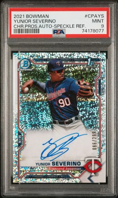 2021 Bowman Chrome Yunior Severino Prospect Autographs Speckle Refractor #CPAYS card image