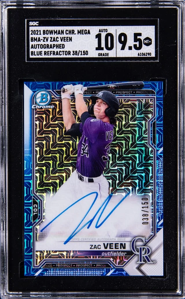 2021 Bowman Chrome Zac Veen Mega Autographed Blue Refractor #BMA-ZV card image