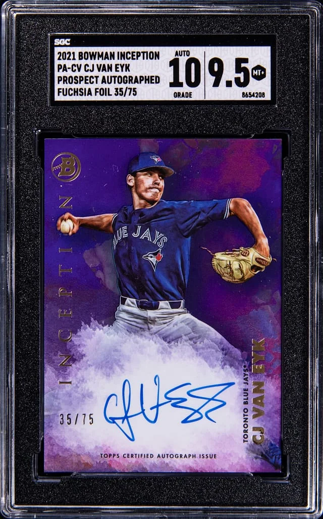 2021 Bowman CJ Van Eyk Inception Prospect Autographed Fuchsia Foil #PA-CV card image