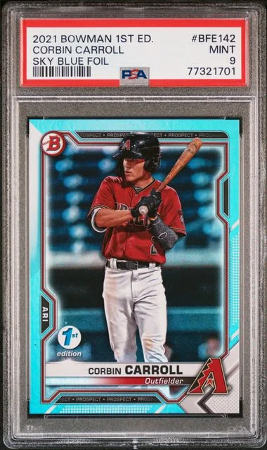 2021 Bowman Corbin Carroll 1st Edition Sky Blue Foil #BFE-142 card image