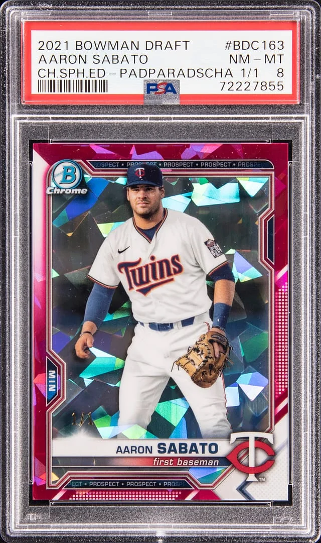2021 Bowman Draft Aaron Sabato Chrome Sapphire Edition Padparadscha #BDC-163 card image