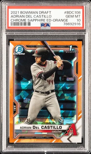 2021 Bowman Draft Adrian Del Castillo Chrome Sapphire Edition Orange #BDC108 card image