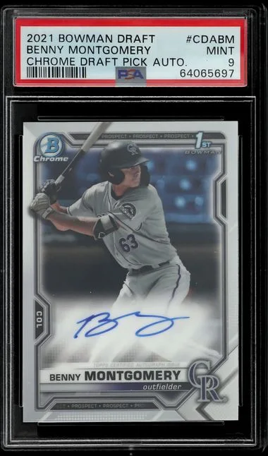 2021 Bowman Draft Benny Montgomery Chrome Draft Pick Autographs #CDABM card image