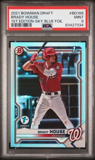 2021 Bowman Draft Brady House 1st Edition Sky Blue Foil #BD186 card image