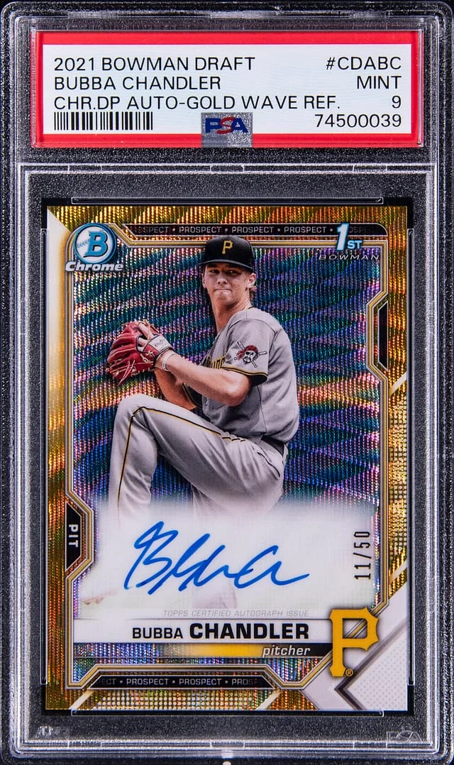 2021 Bowman Draft Bubba Chandler Chrome Autograph Gold Wave Refractor #CDA-BC card image
